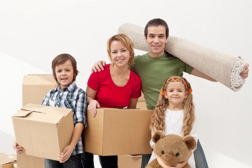 Prepared apartment move with packed boxes and furniture in Twickenham